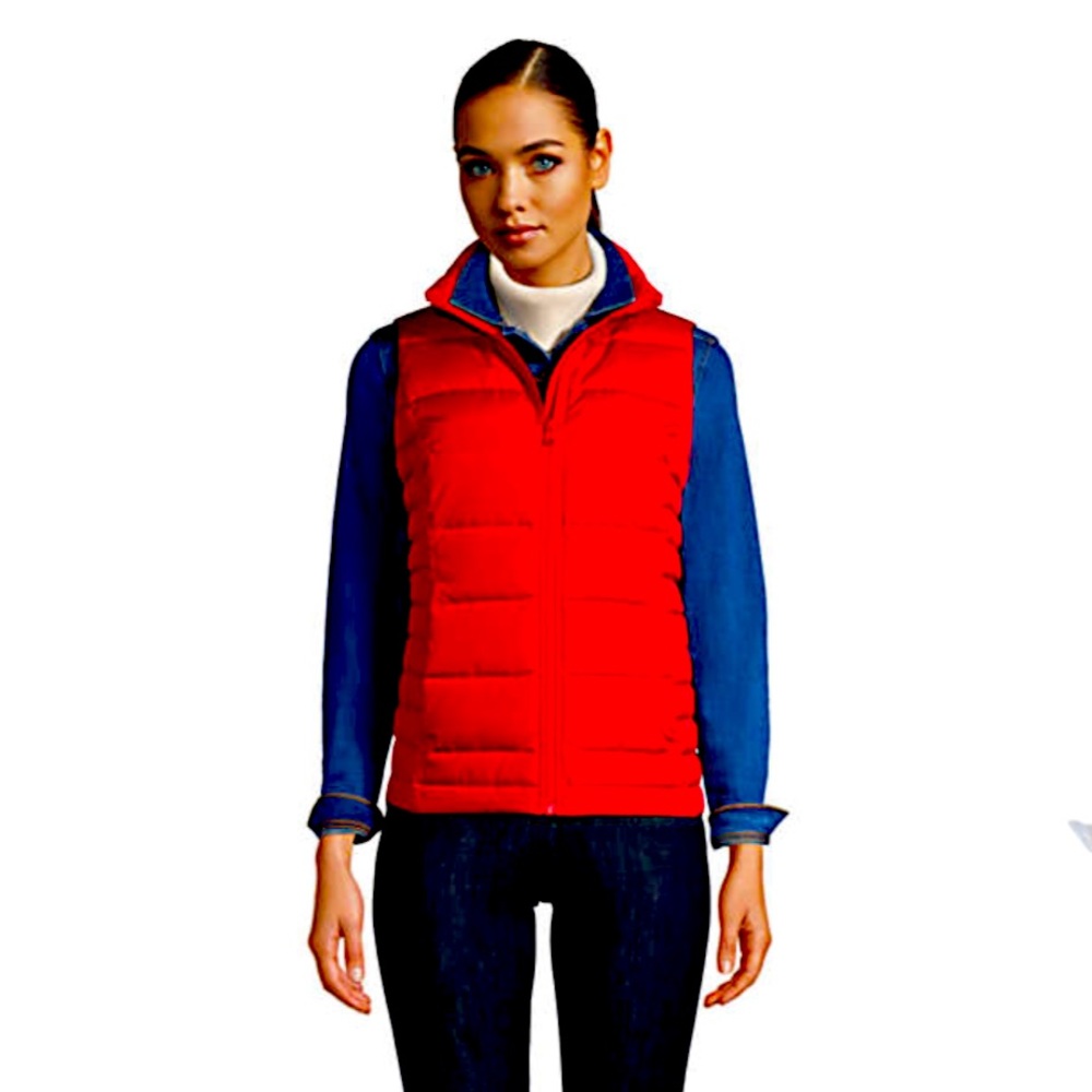 Lands end Women's goose Down Puffer Vest women’s size medium red